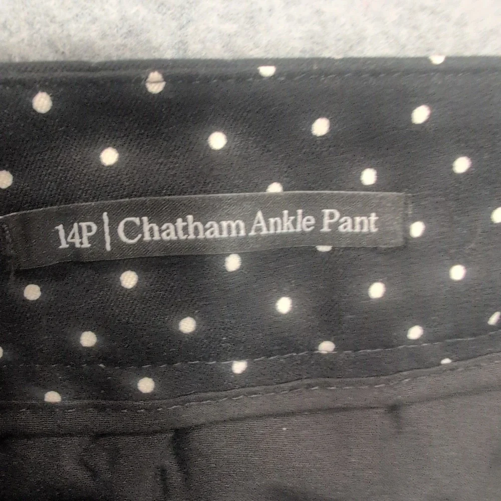 Talbots Chatham Ankle Pants Black White Polka Dot Size 14P - Picture 3 of 5